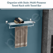 Plantex 304 Grade Stainless Steel 24 Inch Towel Rack For Bathroom/Towel Stand/Towel Hanger/Bathroom Accessories - Iris (Chrome)