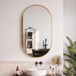 Plantex Aluminium Frame Mirror for Bathroom/Wall Mount Capsule Mirror for Bedroom/Dressing Room/Living Room/Entryway - (Gold, 18x30 Inch)