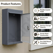 Plantex All in one Multipurpose with Big Size Letter Box for Home/Post Box/Suggestion Box/Complaint Box/Donation Box with Lock Table Top or Wall Mount - (Grey)