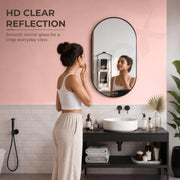 Plantex Aluminium Frame Mirror for Bathroom/Wall Mount Capsule Mirror for Bedroom/Dressing Room/Living Room/Entryway - (Black, 18x30 Inch)