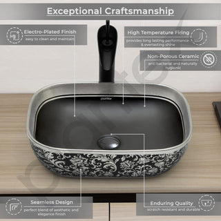 Plantex Wash Basin for Bathroom/Ceramic Table Top Washbasin/Countertop Vessel Sink Basin - Indo-European Collection (EQTT-521,18 x13x 5 Inch)