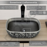 Plantex Wash Basin for Bathroom/Ceramic Table Top Washbasin/Countertop Vessel Sink Basin - Indo-European Collection (EQTT-521,18 x13x 5 Inch)
