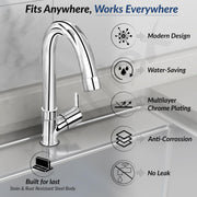 Plantex Kitchen Sink Tap with Water Saving Aerator/Sink Tap for Kitchen Basin with 360Ã‚Â° Swivel Spout/Bathroom Accessories - (Rio, Chrome)