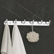 Plantex Wall Hooks for Hanging Cloth/Stainless Steel Towel Hangers/Bathroom Robe Hooks/Door Hangers/Wall Hook Rack/Hook Rail for Hanging Keys - 6 Hooks (Pack of 1, Chrome)