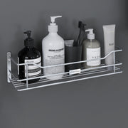 Plantex Bathroom Shelf for Wall Steel/Wall Mounted Shelf for Kitchen with Railings/Washroom Organizer (16 inch, Chrome)