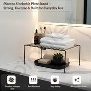 Plantex Stainless Steel Kitchen Storage Rack/Plate Storage Stand/Kitchen Cabinet Organizer/Dish Rack (Black)