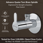 Plantex FLO-805 Pure Brass Angle Valve for Bathroom with Teflon Tape & Brass Wall Flange/Angle Cocke for Bathroom/Wash basin/Washing Machine- (Chrome)