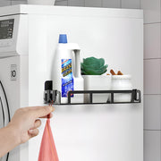 Plantex GI Steel Magnetic Refrigerator Shelf with Hook/Magnetic Shelf for Fridge/Spice Rack for Kitchen/Shelf for Bathroom/Bathroom Organiser - Pack of 1 (Black)