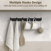 Plantex Wall Hooks for Hanging Cloth/Stainless Steel Towel Hangers/Bathroom Robe Hooks/Door Hangers/Wall Hook Rack/Hook Rail for Hanging Keys - 6 Hooks (Pack of 1, Black)