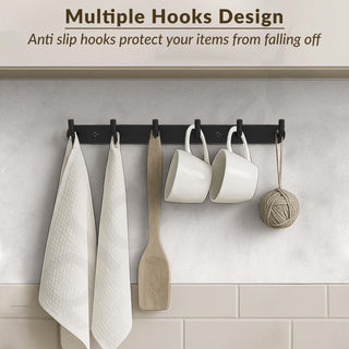 Plantex Wall Hooks for Hanging Cloth/Stainless Steel Towel Hangers/Bathroom Robe Hooks/Door Hangers/Wall Hook Rack/Hook Rail for Hanging Keys - 6 Hooks (Pack of 3, Black)