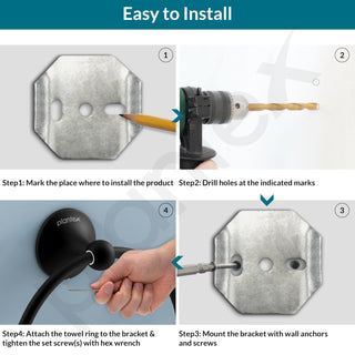 Plantex Towel Ring for Bathroom/Stainless Steel Towel Holder/Round Napkin Ring/Towel Stand for Bathroom/Bathroom Accessories - Pack of 1 (Black)