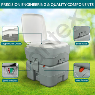 Plantex High Density Polyethylene (HDPE) Portable Toilet for Indoor and Outdoor Camping with Bidet Jet Spray/Piston Pump/for Adult/Elderly/Travel Friendly with 10 Liters Water Tank - Pack of 1 (Grey)