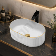 Plantex Table Top Wash Basin For Bathroom/Designer Ceramic Basin/Countertop Vessel Sink Basin - Indo-European Collection (White - 20x13x6 inches)