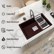 Plantex Quartz Kitchen Sink/UV Protected Kitchen Sink/Undermount Sink for Kitchen/Metalic Single Bowl Sink with Coupling and Hose Pipe - Pack of 1 (16 x 18 inch, Choco Brown)