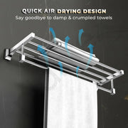 Plantex Towel Rack for Bathroom/Pure Brass Towel Holder/24 Inch Towel Stand/Towel Bar/Bathroom Accessories - Pack of 1 (APS-DL-13, Chrome)