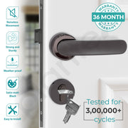 Plantex Door Lock for Home/Main Door Lock Set with 3 Computerized Key/Mortise Lock for Door with Brass Lock Body & Cylinder (SM037, BNM & Black)