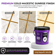 Plantex Lexora Epoxy Grout/3-Part Epoxide Resin Tile Grout/Floor & Wall Tiles Joints/Waterproof & Stain Proof/Bathroom & Industrial Use - 1 kg (Gold Majestic Sunrise)