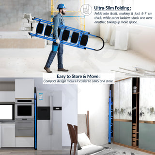 Plantex Premium 6 Step Ladder/Steel Ladder for Home Use/Wide Anti Skid Step Ladder/Non-Slip Handgrip(Blue & Black)