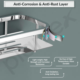 Plantex 304 Grade Stainless Steel Bathroom Shelf for Wall/Storage Shelves for Kitchen/Wall Mounted Bathroom Organizer -(15X5 Inches Chrome Finish)