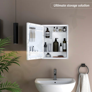 Plantex Acrylonitrile Butadiene Styrene Durable Bathroom Cabinet with Mirror/Premium Multipurpose Bathroom Mirror with Storage/Mirror with Shelf (14X18 Inch-White)