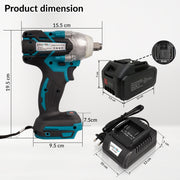 Plantex Cordless Impact Wrench with battery & charger/Brushless Motor/350 Nm Tourq/1/2 Square Head - (Blue & Black)