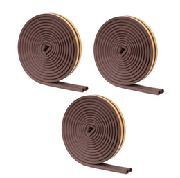 Plantex Window Seal Tape for Perimeter/Door Strip/DIY 3M Self Adhesive/Soundproof & Weatherproof Strip - Pack of 3 (D Shape, 18Feet, Brown)