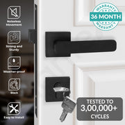 Plantex Triple Security Door Lock for Home/Main Door Lock Set with 3 Years of Warranty/Mortise Lock for Door with Brass Lock Body & Cylinder (7125, Z Black & DC Black)