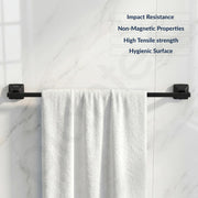 Plantex 304 Grade Stainless Steel 24 inch Towel Hanger for Bathroom/Single Towel Rod/Towel Bar/Bathroom Accessories - Squaro (Black)