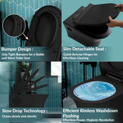 Plantex Ceramic Wall-hung Commode with Table-Top Wash Basin for Bathroom/Rimless Washdown Western Toilet/Bathroom Wash Basin - P Trap Commode - Black