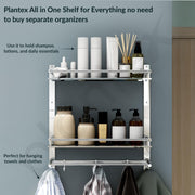 Plantex Stainless Steel Bathroom Organizer/Multipurpose 3 Tier Bathroom Shelf with Towel Hanger and Hooks/Shelf for Washroom