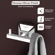Plantex 304 Grade Stainless Steel Robe Hook/Cloth-Towel Hanger/Door Hanger-Hook/Bathroom Accessories - Pack of 1, Squaro (Chrome)