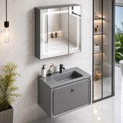 Plantex Wall Mount Vanity Cabinet with Washbasin and Mirror/Rectangular Basin with Cabinet for Bathroom - (Cryston-800, Grey)