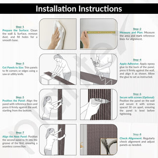 Plantex 3D Charcoal Wall Panels/Pack of 5 Louvers (1x8 Ft Each) /Decorative Panels for Interior Walls/40 Sq. Ft Coverage(YD-1202-Textured Off-White & Gold)