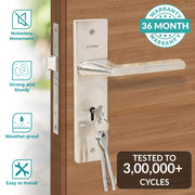 Plantex Heavy-Duty Door Lock Set - Main Door Lock Handle Set/ 6-Lever Lock Mechanism with 3 Years of Warranty/Mortise Lock with 3 Keys, Brass Lockbody (Matt)