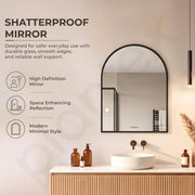 Plantex Aluminium Frame Mirror for Bathroom/Wall Mount Half-Capsule Mirror for Bedroom/Dressing Room/Living Room/Entryway - (Black, 18x24 Inch)