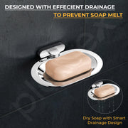 Plantex Soap Holder for Bathroom/Pure Brass Single Soap Dish/soap Stand/Soap Bar/Soap Case/Bathroom Accessories - Pack of 1 (APS-GIA-06, Chrome)