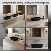 Plantex Wash Basin for Bathroom/Ceramic Basin/Rectangle Tabletop Basin/Wash Basin for Home/Restaurant (18 x 13 x 5 Inch - Charcoal Black)
