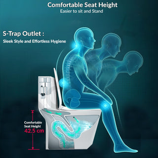 Plantex Ceramic Commode for Toilet/Rim Washdown One Piece Western Toilet/Commode with Soft Closing Toilet Seat - S Trap Outlet (Diamond, White Glossy)