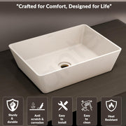 Plantex Granite Quartz Counter Top WashBasin/Rectangle Tabletop Wash Basin/Vessel Sink Wash Basin Over Counter for Home/Restaurant (Peach Ivory - 18 x 13 x 5 Inch)