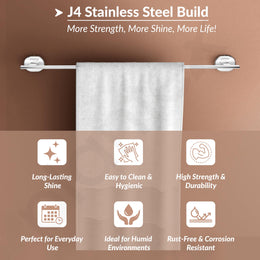 Plantex  J4 Stainless Steel Towel Holder in Bathroom/Cloth Hanger for Bathroom/24 Inch Towel Rod/Bathroom Accessories (Chrome Finish) Onix