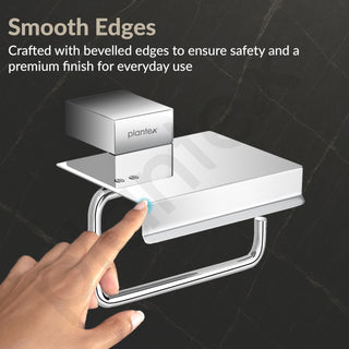 Plantex Toilet Paper Holder for Bathroom/304 Grade Stainless Steel Tissue Paper Roll Holder/Bathroom Accessories - Pack of 1 (Tesla - 2709, Chrome)