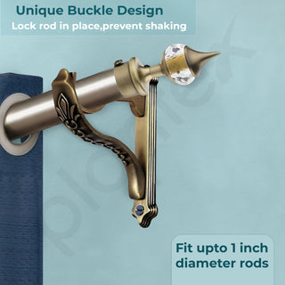 Plantex Heavy Duty Aluminium Diamond Curtain Holder/Curtain Brackets Parda Holder with Support 1 Inch Rod/Curtain Rod Holder (Brass Antique - 2 Pair)