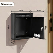 Plantex Letter Box/Post Box/Letter Box for Home gate/Suggestion Box for Office Use with Key Lock/Mail Box (Black) - Pack of 10 (Wall Mount)