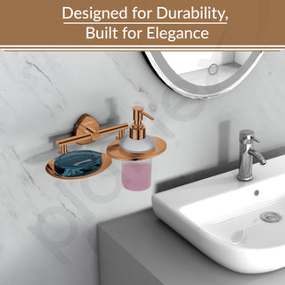 Plantex J4 Stainless Steel Soap Dish with Liquid Dispenser/Soap Stand for Bathroom Wall Mount/Shampoo Dispenser/Bathroom Accessories (PVD Rose Gold Finish) Angel