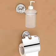 Plantex 304 Grade Stainless Steel Washroom Set of 2 - Toilet Paper Holder/Stand/Liquid Soap Dispenser - Skyllo (Chrome)