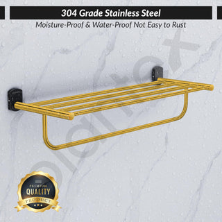 Plantex 304 Grade Stainless Steel 24 inch Towel Rack/Towel Stand/Towel Holder for Bathroom/Towel Hanger for Bathroom/Bathroom Accessories - Parv (Gold & Black)