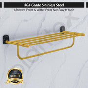 Plantex 304 Grade Stainless Steel 24 inch Towel Rack/Towel Stand/Towel Holder for Bathroom/Towel Hanger for Bathroom/Bathroom Accessories - Parv (Gold & Black)