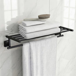 Plantex 304 Grade Stainless Steel 24-inch Bathroom Towel Hanger/Towel Rack/Towel Stand/Holder/Bathroom Accessories - Squaro (Black)