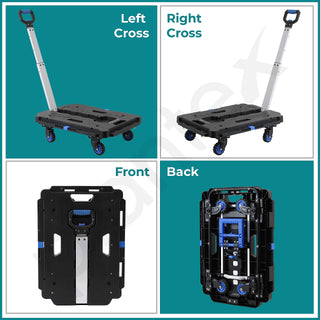 Plantex Platform Trolley/Trolley for Goods Carrying/Multipurpose Foldable Trolly/Hand Truck/Portable Trolly Push Cart/Telescopic Handle & Foldable Guarded Wheels (Black & Blue)