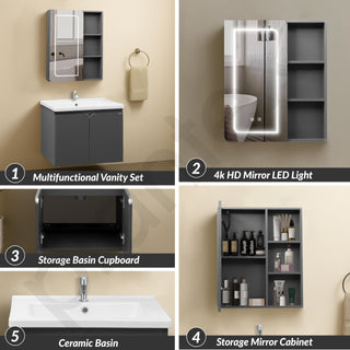 Plantex Vanity for Bathroom/Rectangle Cabinet with Wash Basin and Mirror/Bathroom Organizer for Home - (NZBC-30)